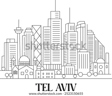 Tel Aviv City Line Draw Free Vector