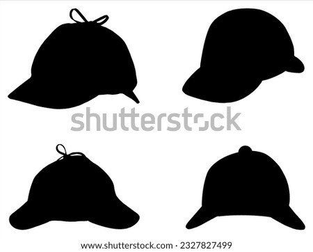 Set of Detective hat Silhouette Vector Art