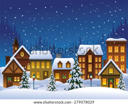 Christmas Village Stock Vector Illustration 279078029 : Shutterstock