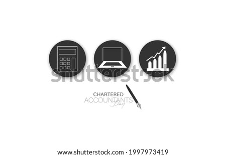 Chartered Accountants day vector illustration with calculator, laptop and business icon.