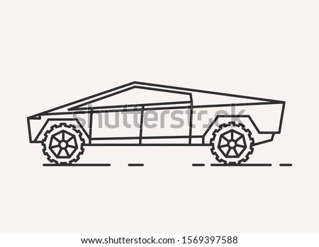 Modern car illustration. Outline style icon