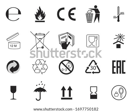 Set of Packaging Symbols. Handbook general symbols.