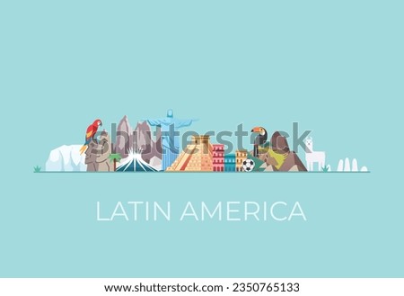 Latin America Skyline Landmarks. South America. Travel and Tourist Attraction