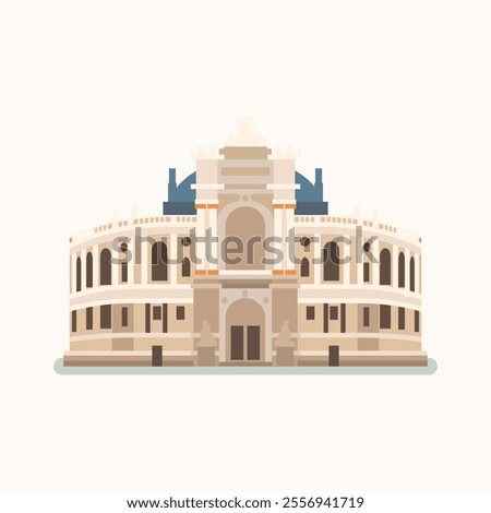 Odesa Opera and Ballet Theatre. Flat illustration