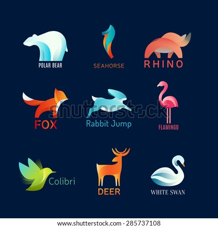 Animals Birds vector logo set
