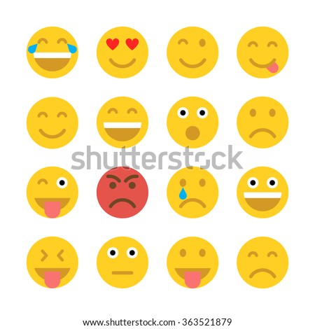 Set of Emoticons. Set of Emoji. Flat style illustrations 