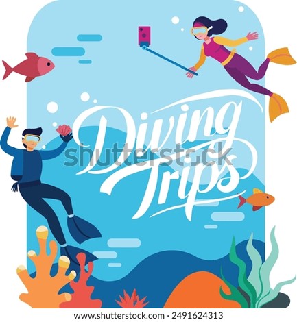 scuba diving adventure club vector banner