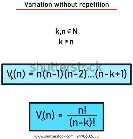 Variation of the kth class from n elements without repetition - formula