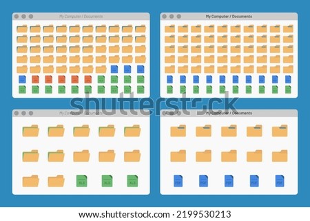 desktop interface window with folder and file format isolated simple ui vector flat illustration