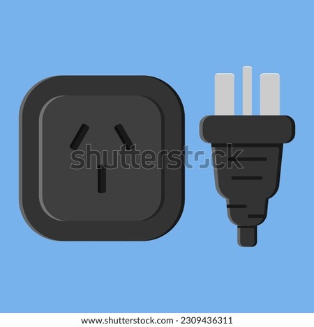 power outlet plug chinese type i black vector flat illustration