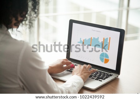 Image, Stock Photo Black businesswoman working on laptop on steps