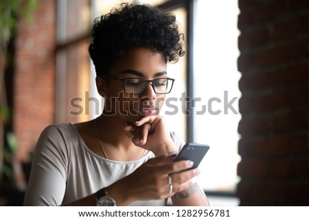 Similar – Image, Stock Photo thoughtful afro woman with closed eyes in a garden