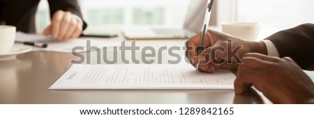 Similar – Image, Stock Photo Offer writing with the pen