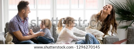 Similar – Image, Stock Photo Crop couple relaxing in house in forest