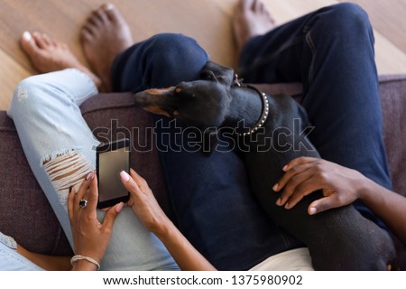 Similar – Image, Stock Photo Dog from above boyfriend