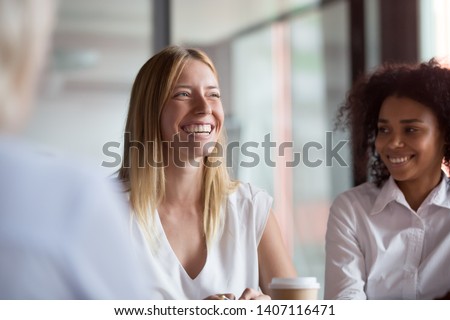 Similar – Image, Stock Photo Photo of joyful ladies kissing and embracing togetherness, being of different of races, dressed in casual jumpers, isolated over white background.