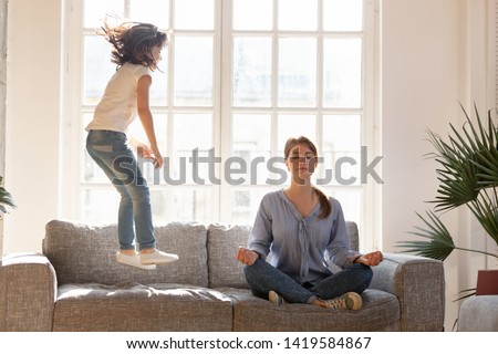 Similar – Foto Bild Yoga zu Hause am Laptop