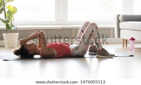 Similar – Image, Stock Photo lying woman with bent legs