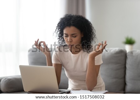 Similar – Foto Bild Serene schwarze Frau in der Nähe von Fenster zu Hause