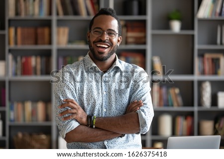 Similar – Image, Stock Photo Black man with book on train platform