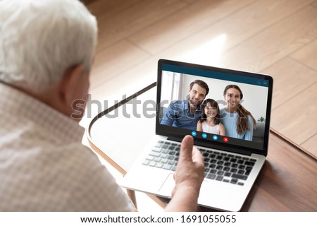 Similar – Image, Stock Photo Cheerful woman having video call