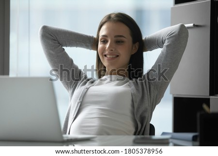 Similar – Image, Stock Photo Woman smiles from behind coffee cup