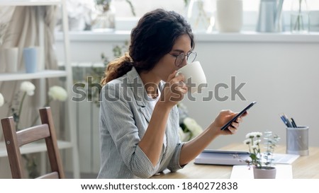 Similar – Image, Stock Photo Pensive woman having telephone conversation