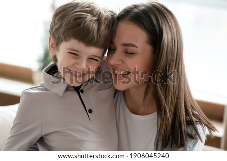 Similar – Image, Stock Photo Mother with little son washing baby in bathtub