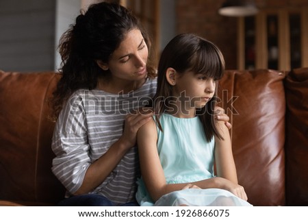 Similar – Image, Stock Photo Tender mother embracing sad son