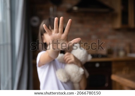 Similar – Image, Stock Photo Little girl attacked by a dog