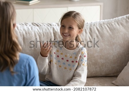 Similar – Image, Stock Photo Little happy girl having fun in green summer park. happy chuldhood