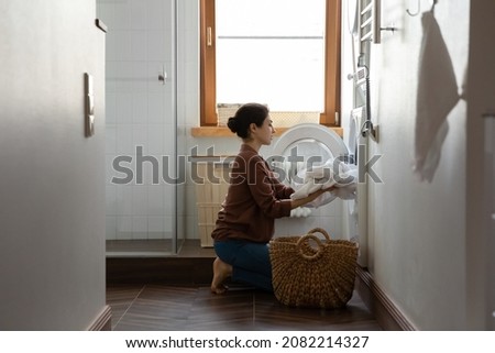 Similar – Image, Stock Photo Girl ready to wash hands