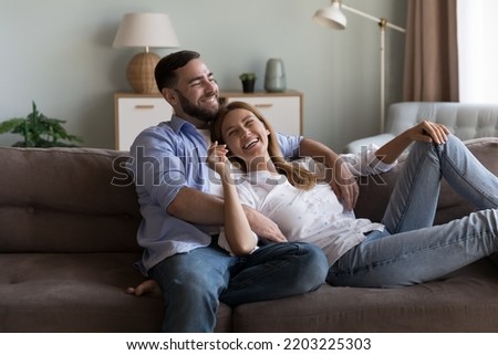 Similar – Image, Stock Photo Loving couple embracing on coastline