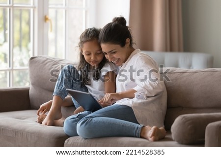 Similar – Image, Stock Photo Content mother playing with child in bedroom