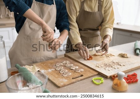 Similar – Image, Stock Photo Crop baker making cookies on table