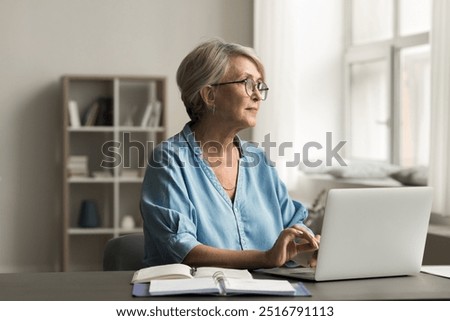 Similar – Image, Stock Photo Senior absorbed in thought