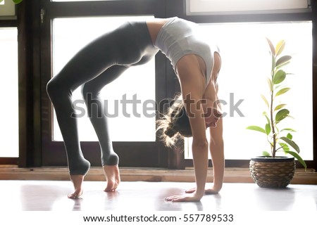 Similar – Foto Bild urdhva dhanurasana.foto des Mädchens beim Yoga am Pool in einem Ferienort