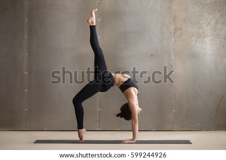 Similar – Foto Bild urdhva dhanurasana.foto des Mädchens beim Yoga am Pool in einem Ferienort