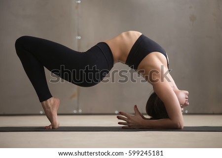 Similar – Foto Bild urdhva dhanurasana.foto des Mädchens beim Yoga am Pool in einem Ferienort