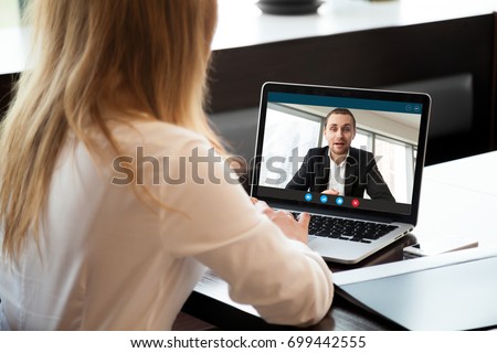 Similar – Image, Stock Photo Women making video call on mobile phone.  Taking selfie photo using smartphone