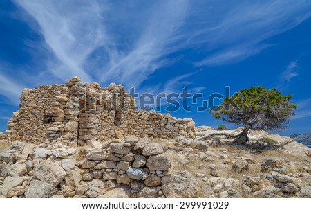 ruins of old house in small greek island