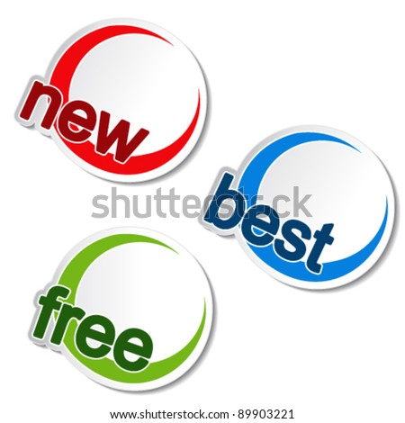 Vector rounded stickers - new, best, free