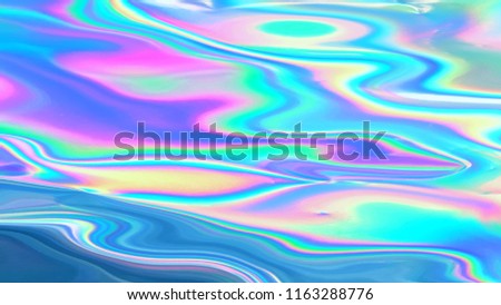 Holographic pastel neon aqua menthe cyan color surface with iridescent abstract effect. Holographic Iridescent spectrum background Foto stock © 