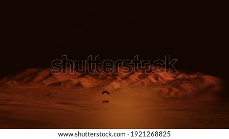 Landing of perseverance explorer on mars. 3D rendering illustration of red planet exploring. Photo stock © 