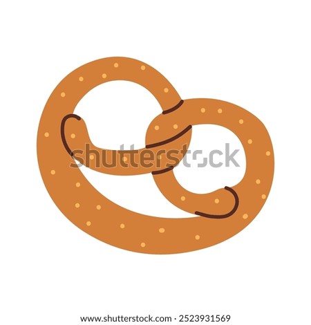 Bavarian pretzel isolated on white background. Homemade bread. Vector illustration.