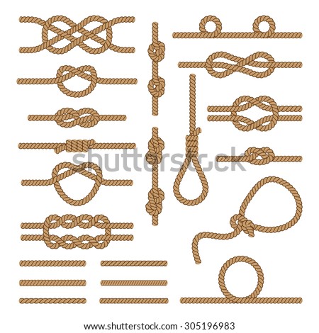 Set brown ropes intertwined in different nodes and plus six other designs ropes.