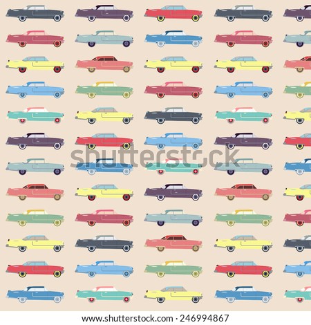 Colorful cute retro car pattern