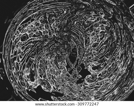 Black and white abstract wave, swirl, water background with drops and transparency, clear water splash.