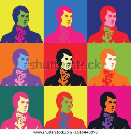 Burns night supper colourful  card . Vector illustration. 