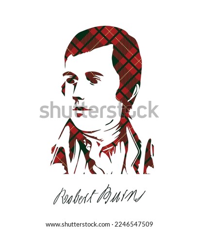 Robert Burns on tartan background.